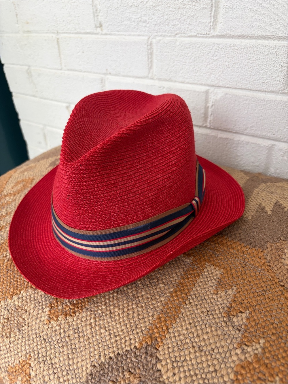 Red straw hat